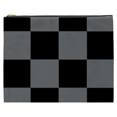 Black Gingham Check Pattern Cosmetic Bag (xxxl) by yoursparklingshop