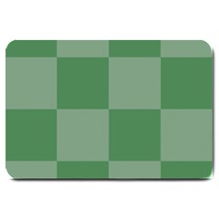 Green Gingham Check Squares Pattern Large Doormat  by yoursparklingshop