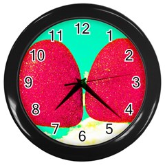 Two Hearts Wall Clock (black) by essentialimage