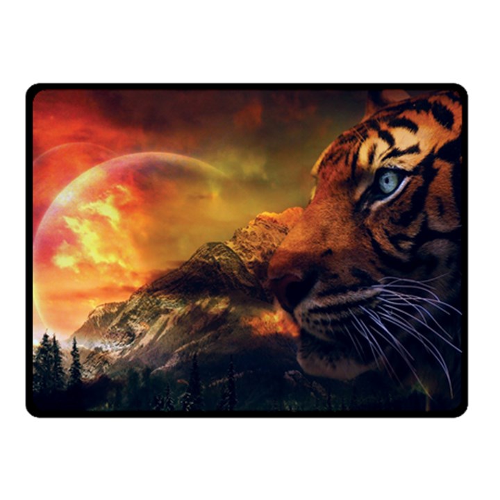 Tiger King In A Fantastic Landscape From Fonebook Double Sided Fleece Blanket (Small) 