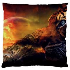 Tiger King In A Fantastic Landscape From Fonebook Large Flano Cushion Case (one Side) by 2853937
