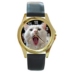 Wow Kitty Cat From Fonebook Round Gold Metal Watch by 2853937