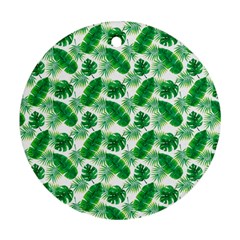 Tropical Leaf Pattern Round Ornament (two Sides) by Dutashop