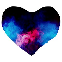Colorful Pink And Blue Disco Smoke - Mist, Digital Art Large 19  Premium Flano Heart Shape Cushions by picsaspassion