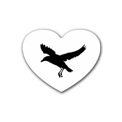 Seagull Flying Silhouette Drawing 2 Heart Coaster (4 Pack)  by dflcprintsclothing