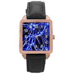 Lines Flash Light Mystical Fantasy Rose Gold Leather Watch  by Dutashop