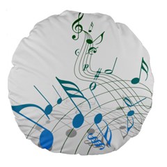 Music Notes Large 18  Premium Flano Round Cushions by Dutashop