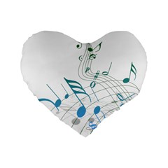 Music Notes Standard 16  Premium Flano Heart Shape Cushions