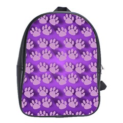 Pattern Texture Feet Dog Purple School Bag (large) by Dutashop