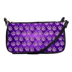 Pattern Texture Feet Dog Purple Shoulder Clutch Bag