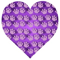Pattern Texture Feet Dog Purple Wooden Puzzle Heart by Dutashop