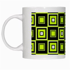 Green Pattern Square Squares White Mugs