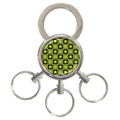 Green Pattern Square Squares 3-ring Key Chain