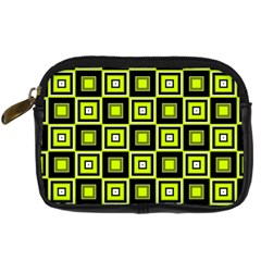 Green Pattern Square Squares Digital Camera Leather Case