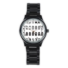 Battery Icons Charge Stainless Steel Round Watch by Dutashop