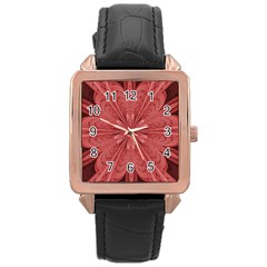 Background Floral Pattern Rose Gold Leather Watch  by Dutashop