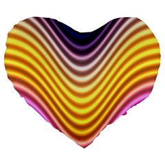 Wave Line Waveform Sound Orange Large 19  Premium Heart Shape Cushions by Dutashop