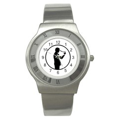 Mobile Phone Addiction Concept Drawing Stainless Steel Watch by dflcprintsclothing