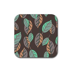 Leaf Brown Rubber Coaster (square) 