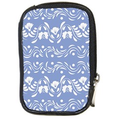 Blue White Ornament Compact Camera Leather Case by Eskimos