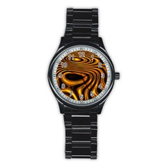 Wave Abstract Lines Stainless Steel Round Watch