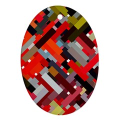 Maze Abstract Texture Rainbow Ornament (oval)