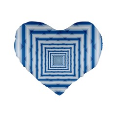 Metallic Blue Shiny Reflective Standard 16  Premium Flano Heart Shape Cushions