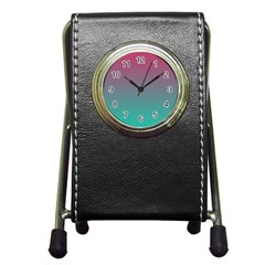 Teal Sangria Pen Holder Desk Clock by SpangleCustomWear