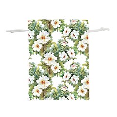 White Flowers Lightweight Drawstring Pouch (l) by goljakoff