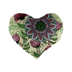 Mandala Flower Standard 16  Premium Flano Heart Shape Cushions by goljakoff