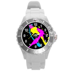 Splatter Splatter Round Plastic Sport Watch (l) by ExtraGoodSauce