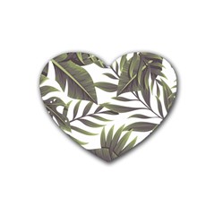 Green Leaves Rubber Coaster (heart)  by goljakoff