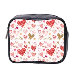Beautiful Hearts Pattern Mini Toiletries Bag (two Sides) by designsbymallika