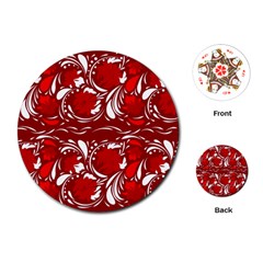 Red Ethnic Flowers Playing Cards Single Design (round) by Eskimos