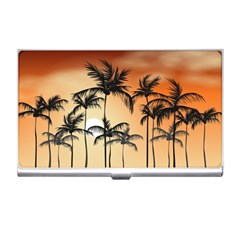 Sunset Palm Trees Beach Summer Business Card Holder by ExtraGoodSauce