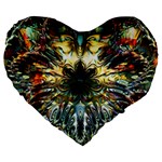 Multicolor Floral Art Copper Patina  Large 19  Premium Heart Shape Cushions