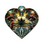 Multicolor Floral Art Copper Patina  Dog Tag Heart (One Side)