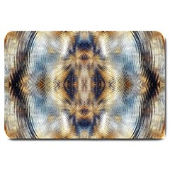 Retro Hippie Vibe Psychedelic Silver Large Doormat  by CrypticFragmentsDesign