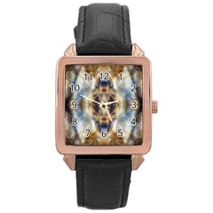Retro Hippie Vibe Psychedelic Silver Rose Gold Leather Watch 