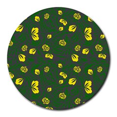 Yellow Flowers Round Mousepads by Eskimos