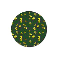 Yellow Flowers Rubber Round Coaster (4 Pack)  by Eskimos