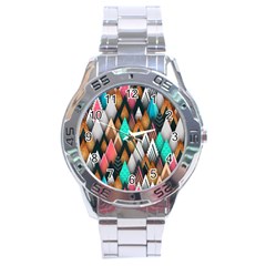 Abstract Triangle Tree Stainless Steel Analogue Watch