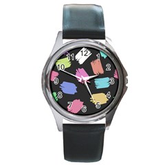 Many Colors Pattern Seamless Round Metal Watch by Dutashop