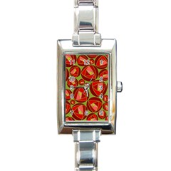 Abstract Rose Garden Red Rectangle Italian Charm Watch