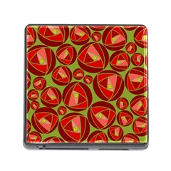 Abstract Rose Garden Red Memory Card Reader (square 5 Slot)