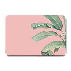 Banana Leaf On Pink Small Doormat  by goljakoff
