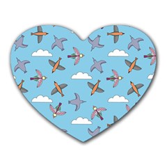 Birds In The Sky Heart Mousepads by SychEva