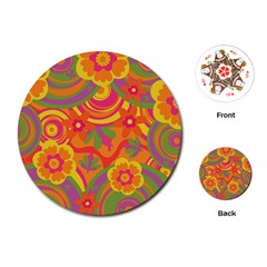 Geometric Floral Pattern Playing Cards Single Design (round) by designsbymallika