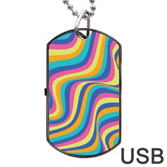 Psychedelic Groocy Pattern Dog Tag Usb Flash (two Sides) by designsbymallika