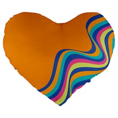 Psychedelic-groovy-pattern Large 19  Premium Flano Heart Shape Cushions by designsbymallika